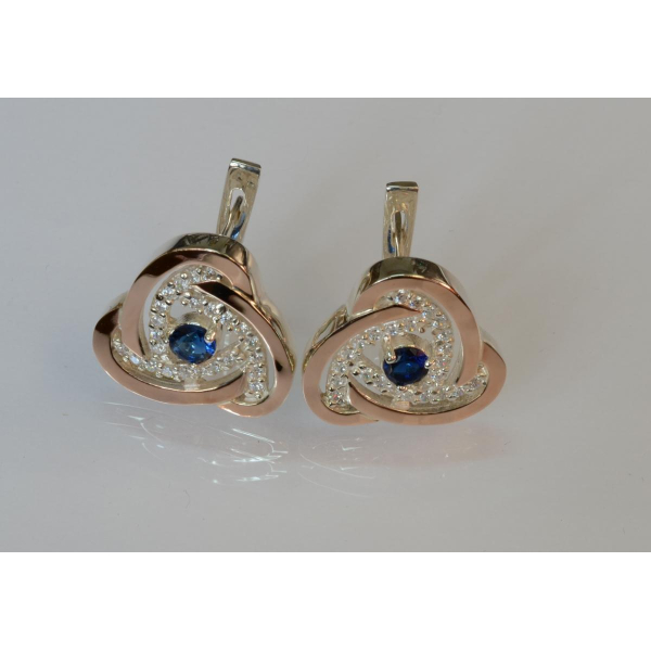 Серебряные серьги с золотыми пластинами (178с)