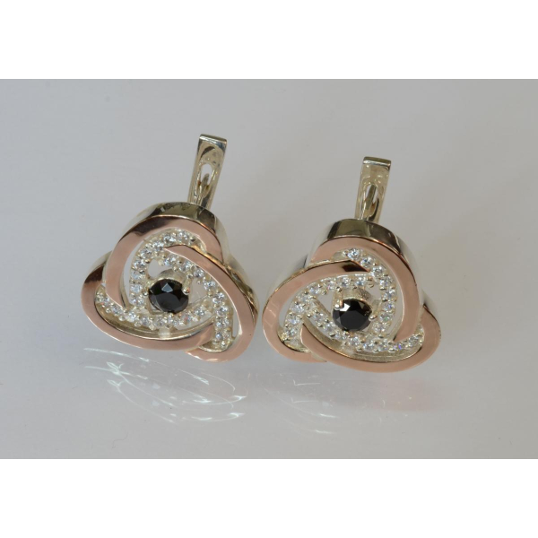 Серебряные серьги с золотыми пластинами (178с)