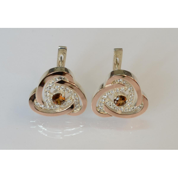 Серебряные серьги с золотыми пластинами (178с)