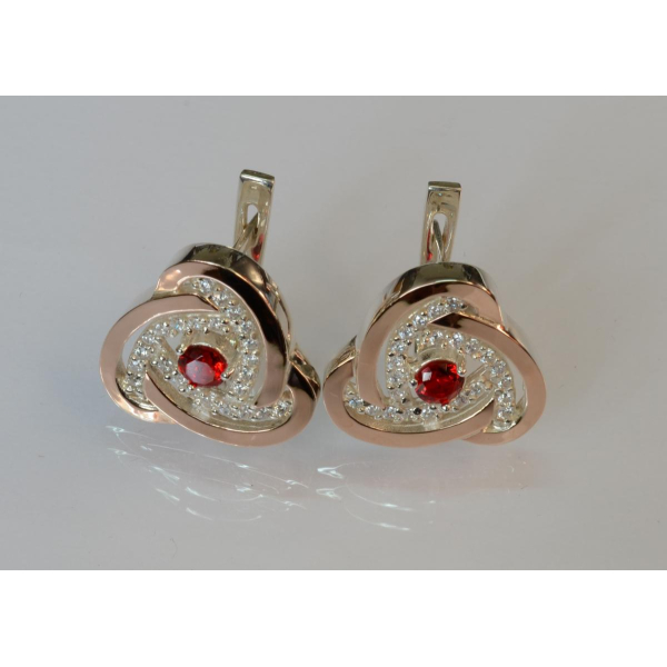 Серебряные серьги с золотыми пластинами (178с)