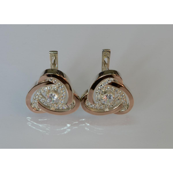 Серебряные серьги с золотыми пластинами (178с)