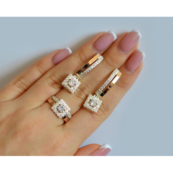 Серебряный набор с золотыми пластинами (179)