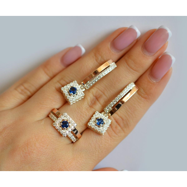 Серебряный набор с золотыми пластинами (179)