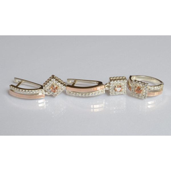 Серебряный набор с золотыми пластинами (179)