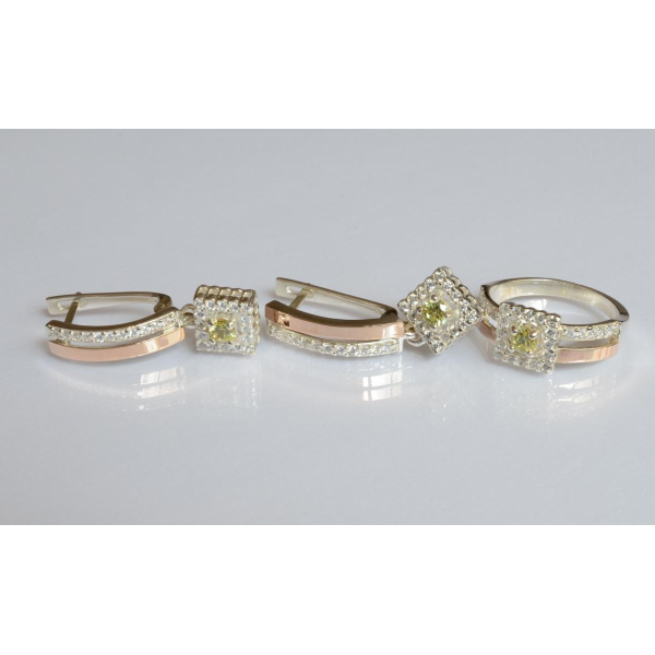 Серебряный набор с золотыми пластинами (179)