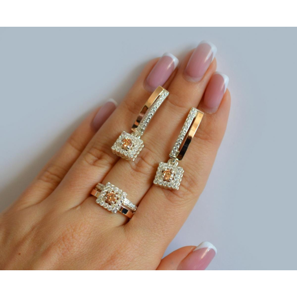 Серебряный набор с золотыми пластинами (179)