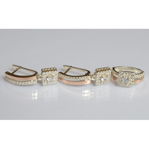 Серебряный набор с золотыми пластинами (179)