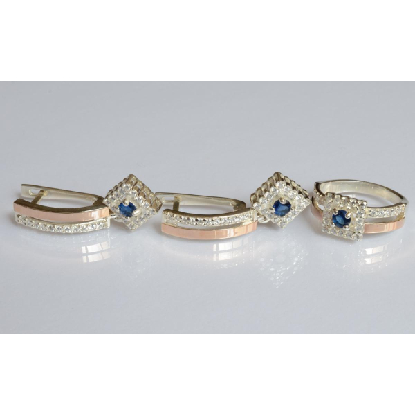 Серебряный набор с золотыми пластинами (179)