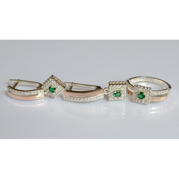 Серебряный набор с золотыми пластинами (179)