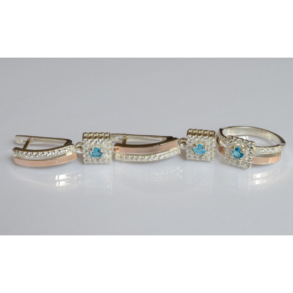 Серебряный набор с золотыми пластинами (179)