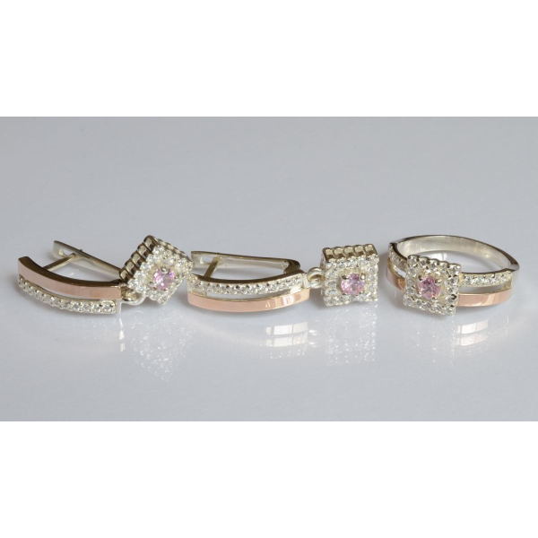 Серебряный набор с золотыми пластинами (179)