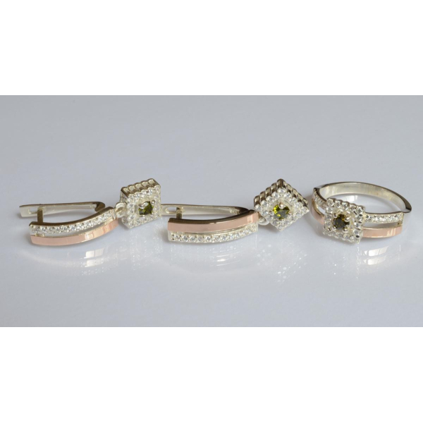 Серебряный набор с золотыми пластинами (179)