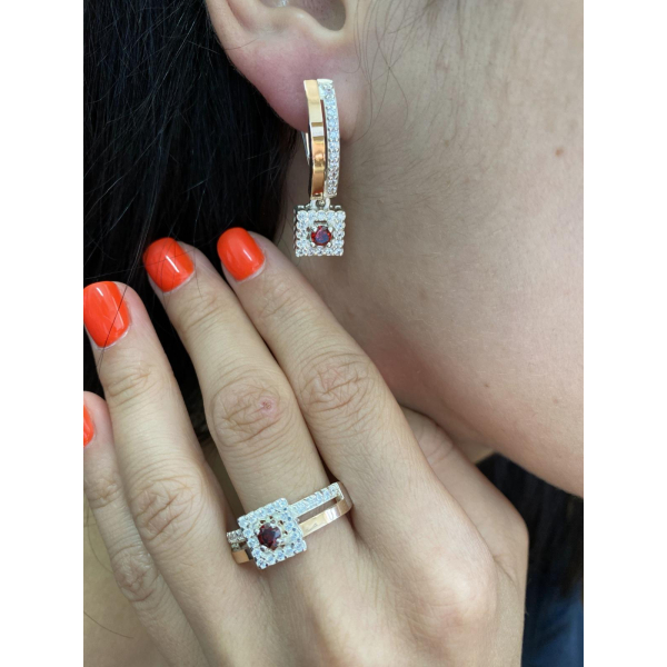 Серебряный набор с золотыми пластинами (179)