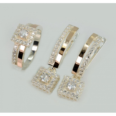 Серебряный набор с золотыми пластинами