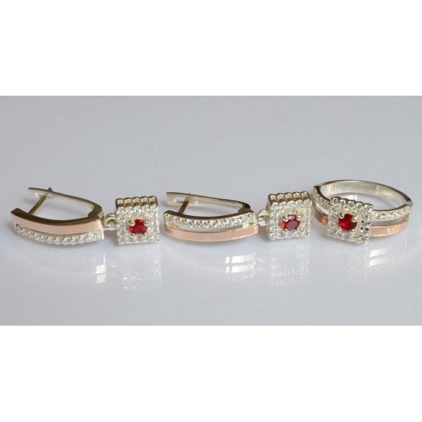 Серебряный набор с золотыми пластинами (179)