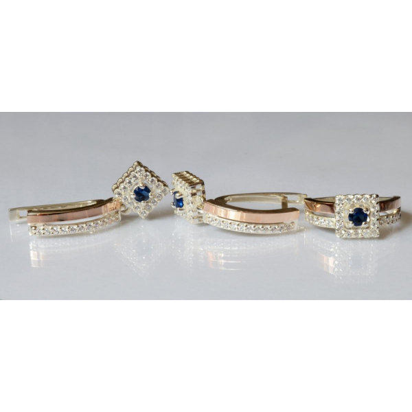 Серебряный набор с золотыми пластинами (179)