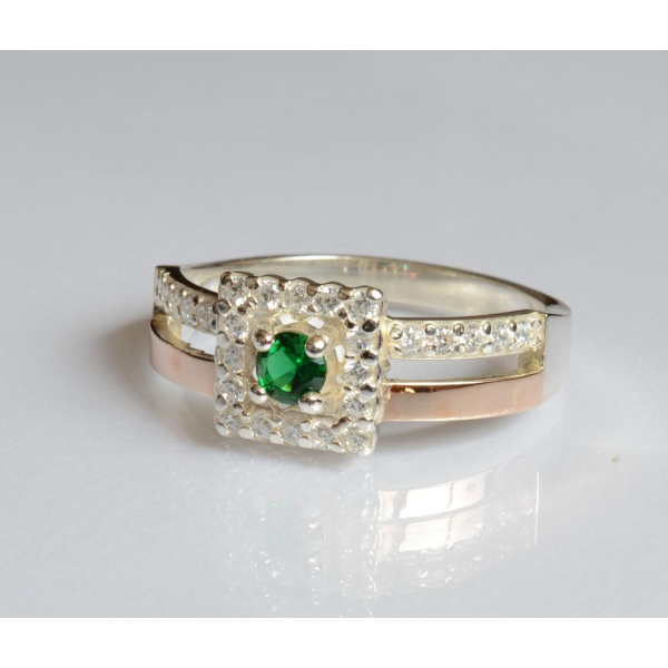 Серебряное кольцо с золотыми вставками (179к)