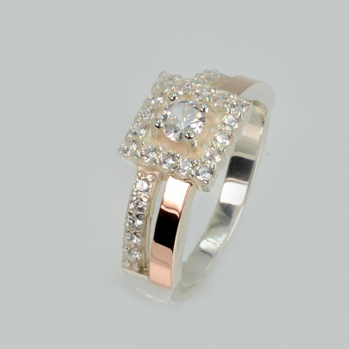 Серебряное кольцо с золотыми вставками (179к)