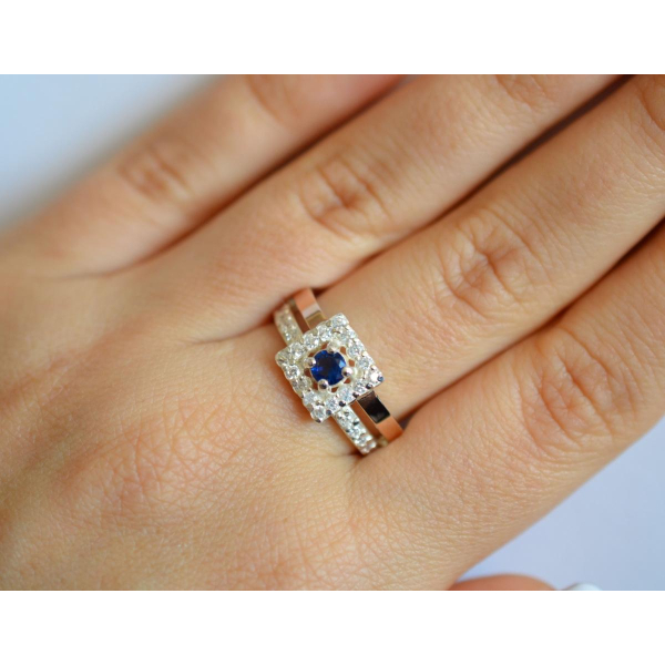 Серебряное кольцо с золотыми вставками (179к)