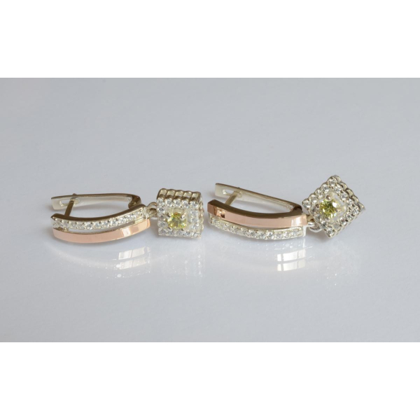 Серебряные серьги с золотыми пластинами (179с)