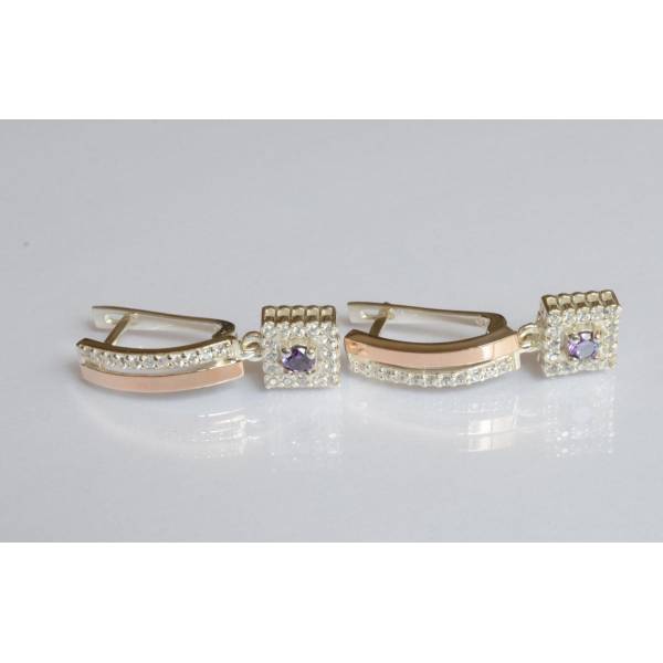 Серебряные серьги с золотыми пластинами (179с)