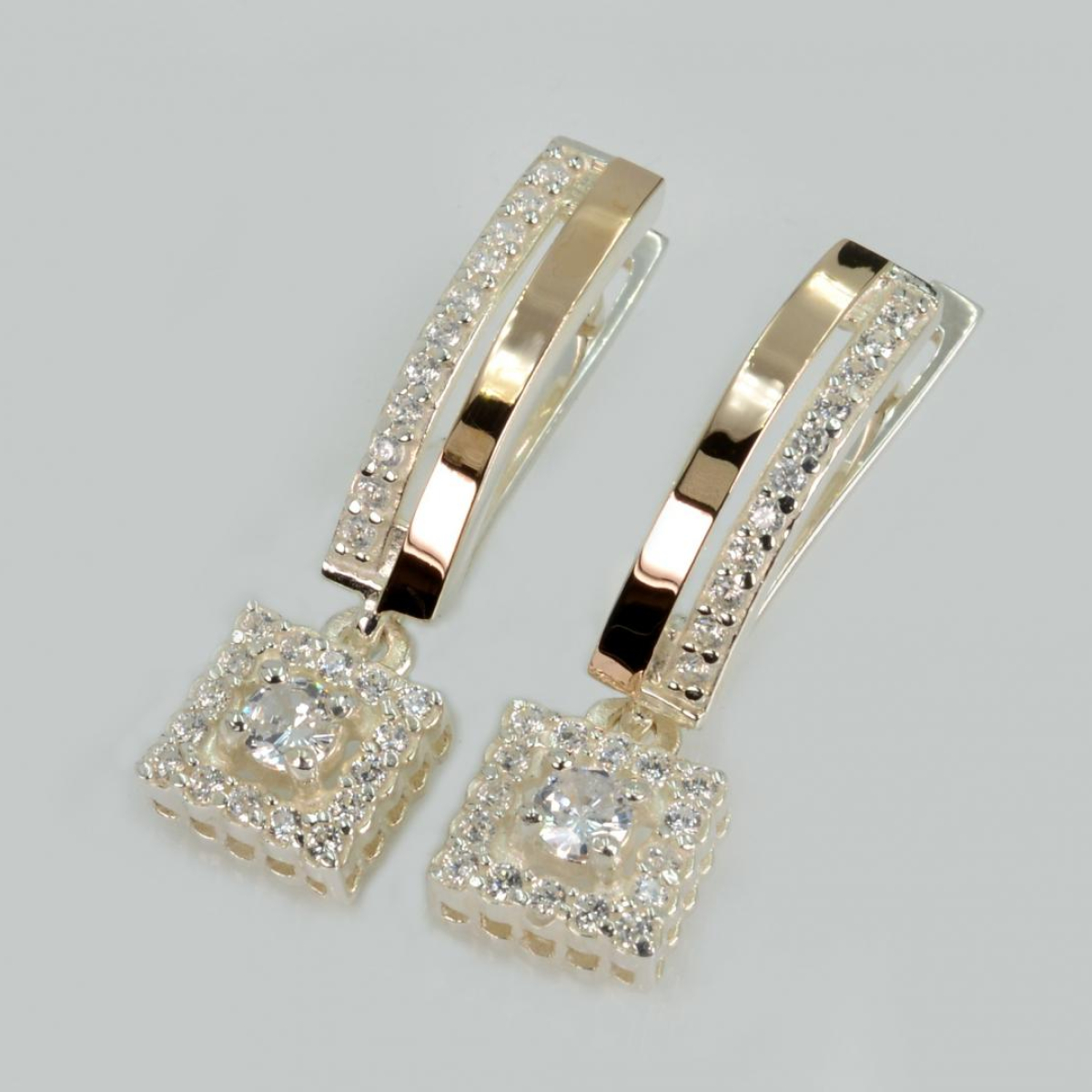 Серебряные серьги с золотыми пластинами (179с)