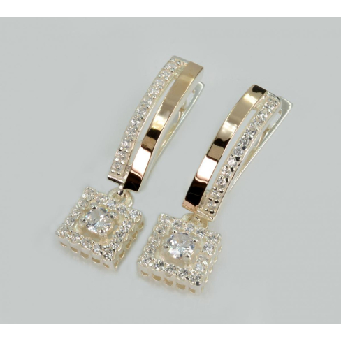 Серебряные серьги с золотыми пластинами