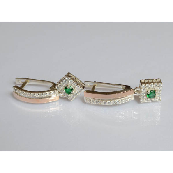 Серебряные серьги с золотыми пластинами (179с)