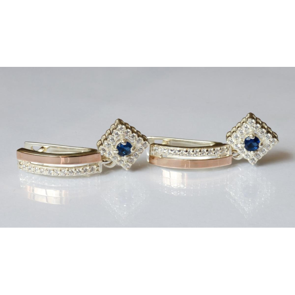 Серебряные серьги с золотыми пластинами (179с)