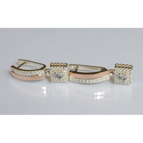 Серебряные серьги с золотыми пластинами (179с)