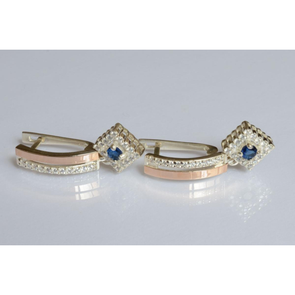 Серебряные серьги с золотыми пластинами (179с)