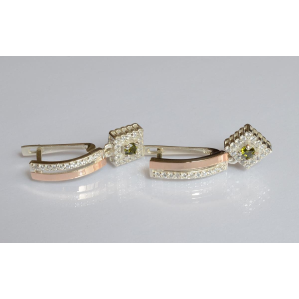 Серебряные серьги с золотыми пластинами (179с)