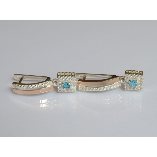 Серебряные серьги с золотыми пластинами (179с)