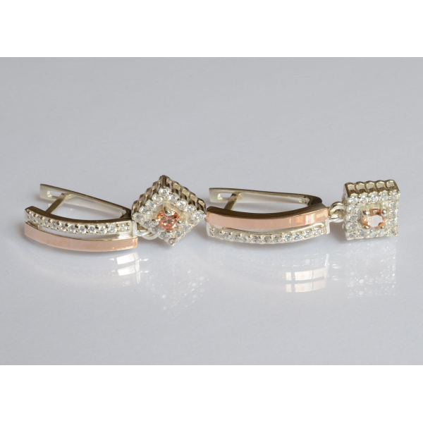 Серебряные серьги с золотыми пластинами (179с)