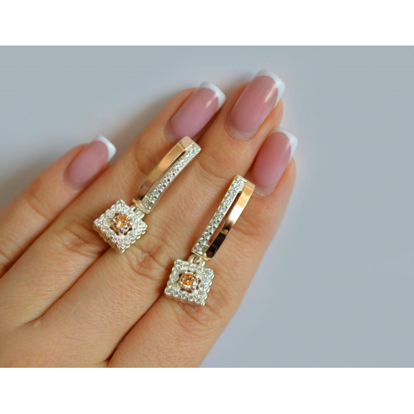 Серебряные серьги с золотыми пластинами (179с)