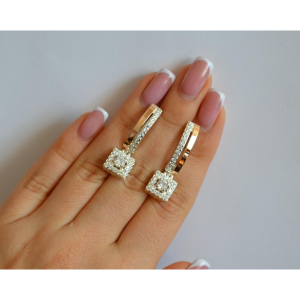 Серебряные серьги с золотыми пластинами (179с)