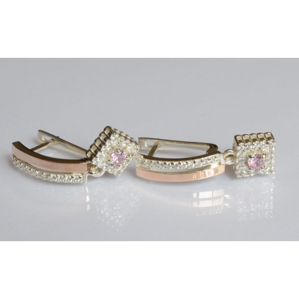 Серебряные серьги с золотыми пластинами (179с)