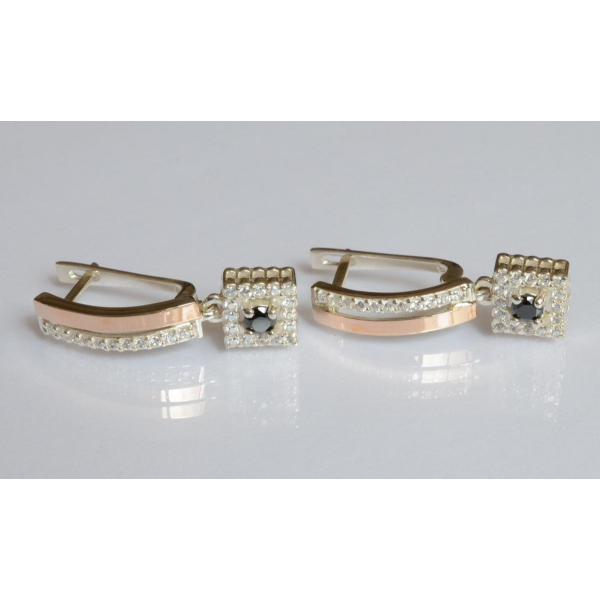 Серебряные серьги с золотыми пластинами (179с)