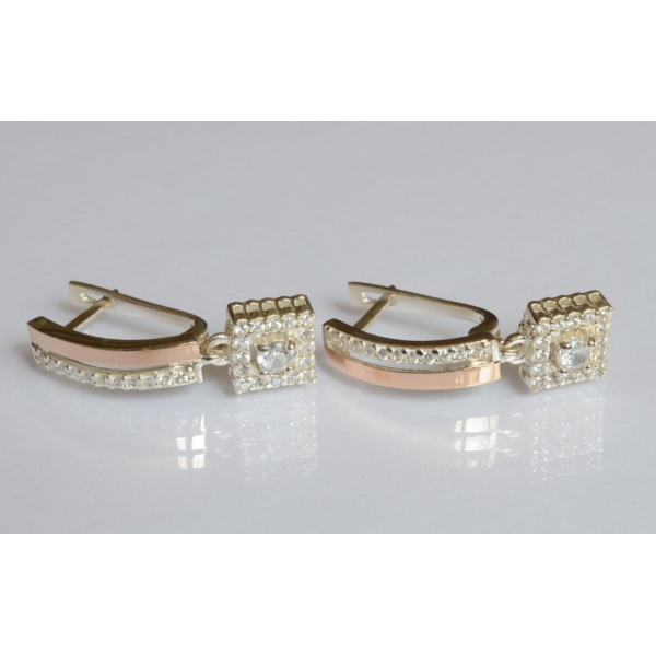 Серебряные серьги с золотыми пластинами (179с)