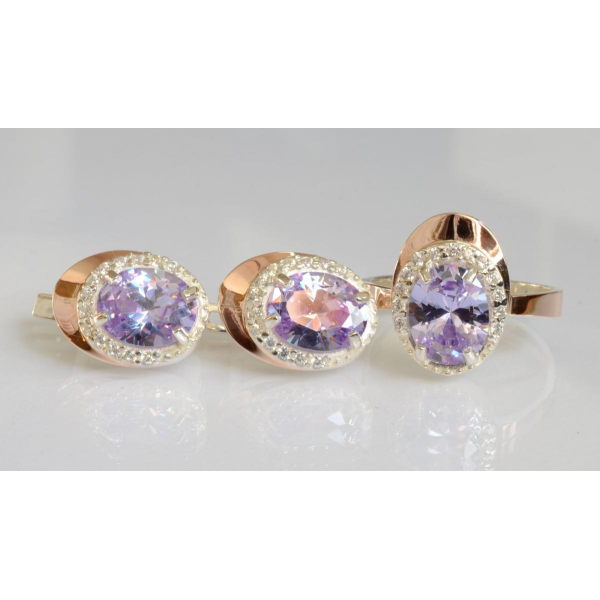 Серебряный набор с золотыми пластинами (180)