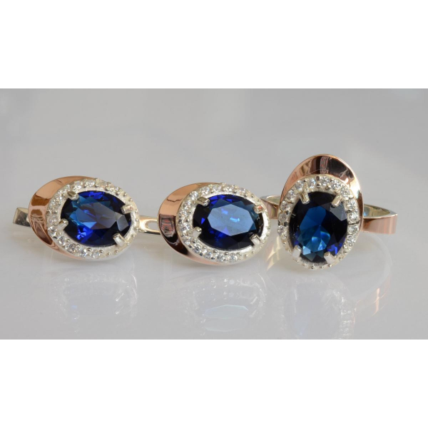 Серебряный набор с золотыми пластинами (180)