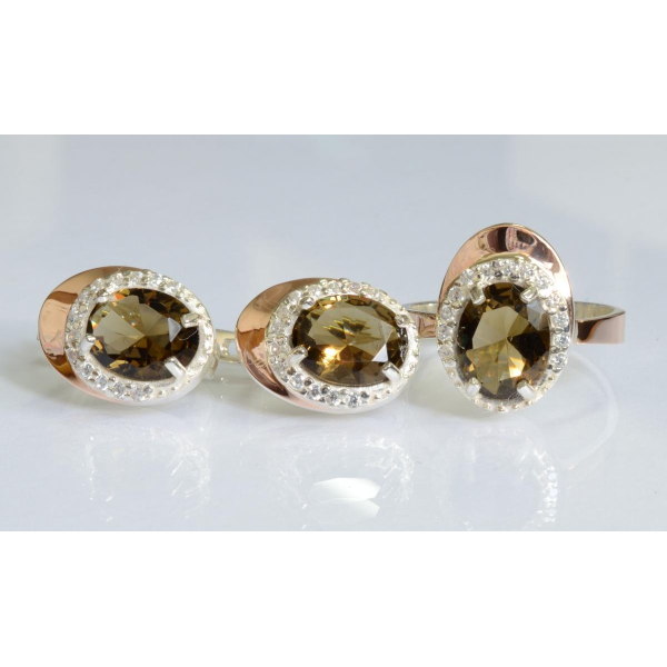 Серебряный набор с золотыми пластинами (180)