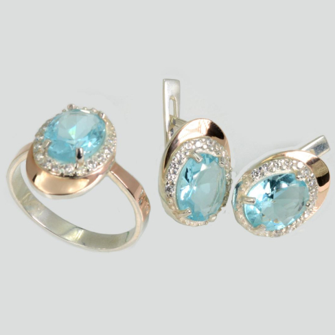 Серебряный набор с золотыми пластинами