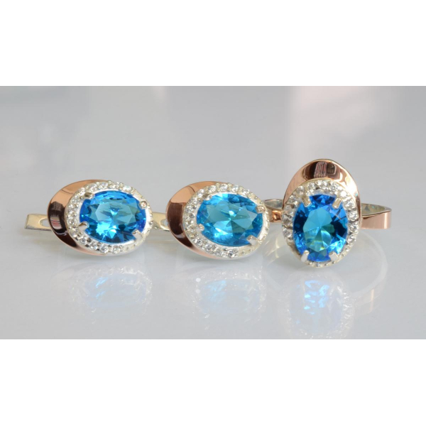 Серебряный набор с золотыми пластинами (180)