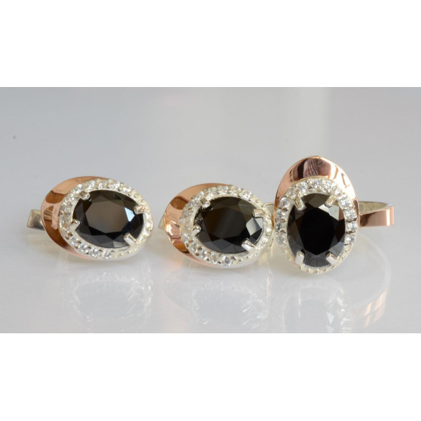 Серебряный набор с золотыми пластинами (180)