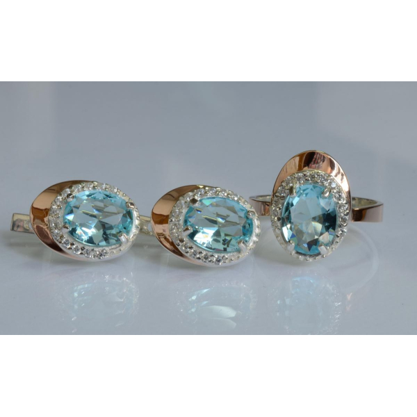 Серебряный набор с золотыми пластинами (180)