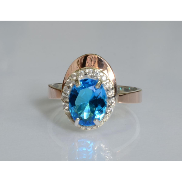 Серебряное кольцо с золотыми вставками (180к)