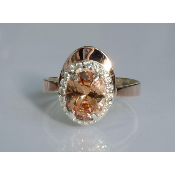 Серебряное кольцо с золотыми вставками (180к)