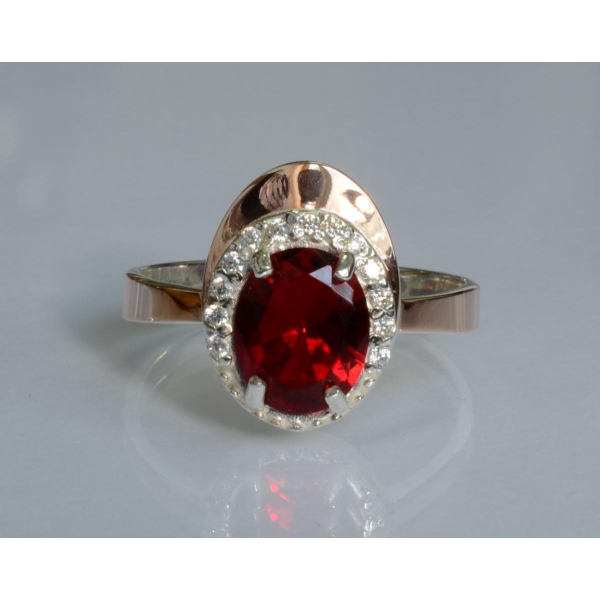 Серебряное кольцо с золотыми вставками (180к)