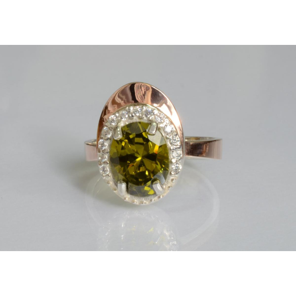 Серебряное кольцо с золотыми вставками (180к)